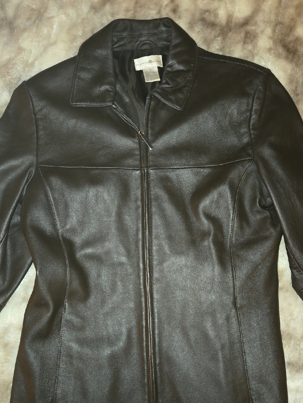Preswick & Moore Black Genuine Leather Zip Front Jacket Size S
